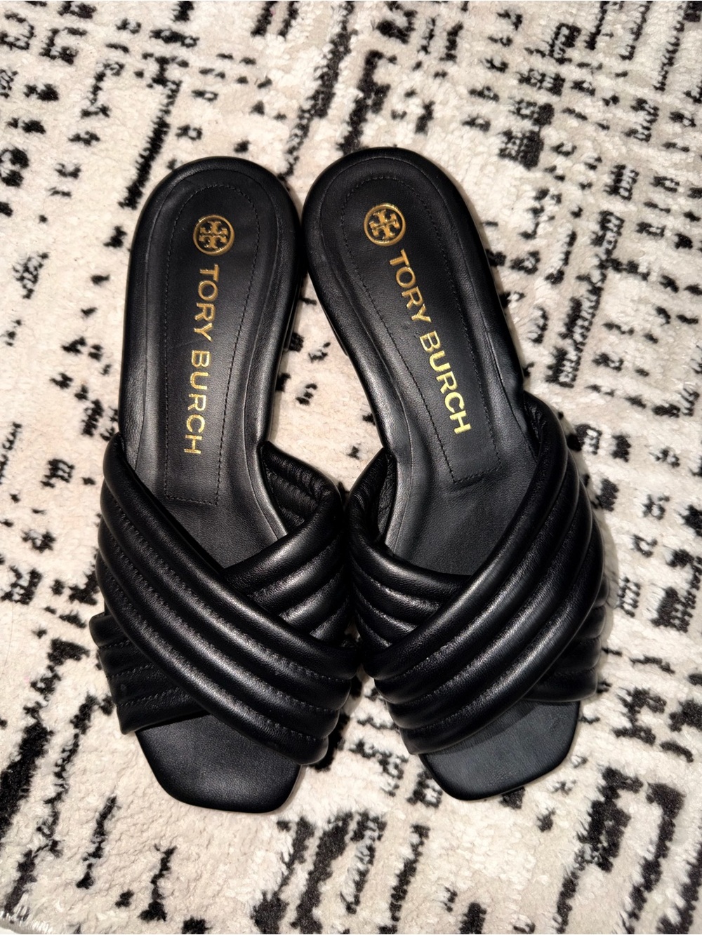 Tory Burch Kira Quilted Crisscross Slide Sandals In Perfect Black
